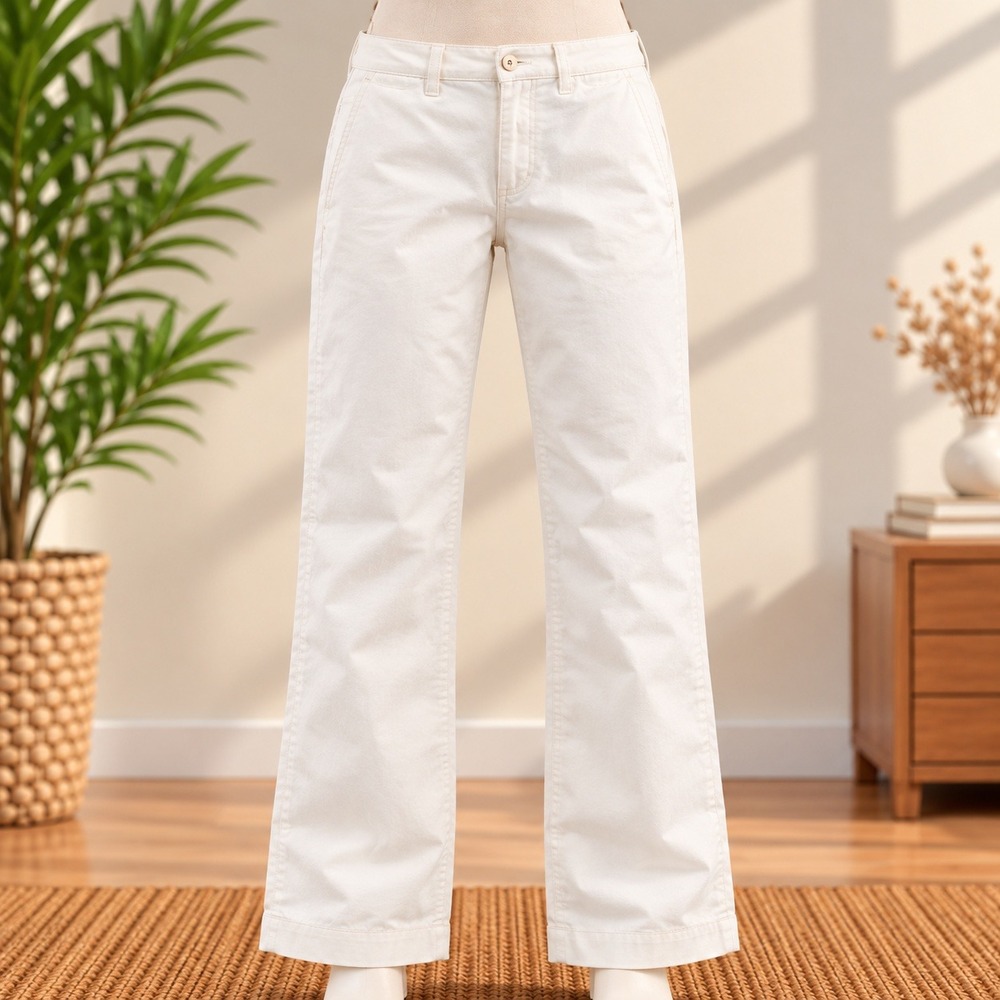 Ann Taylor Margo Curvy Trousers Womens 8 White Cropped Wide Leg Pants